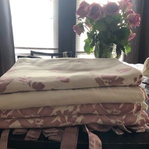 Lilac and white 63” DKNY floral curtains, 4 panels